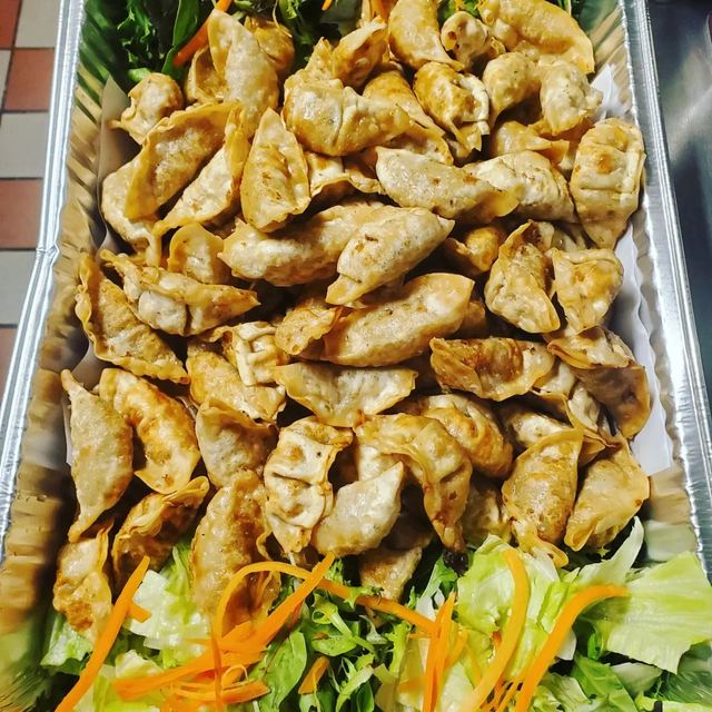 Dumplings catering tray from Son of Egg
